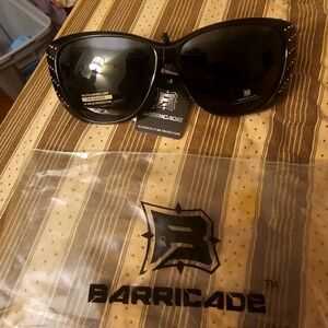 Barricade Cover Over RX Black Sunglasses with Bling
